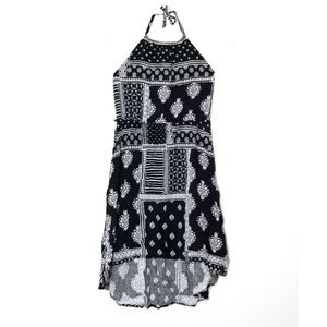 Children's Place Big Girls Black White Bandana Halter Hi-Lo Dress Size L